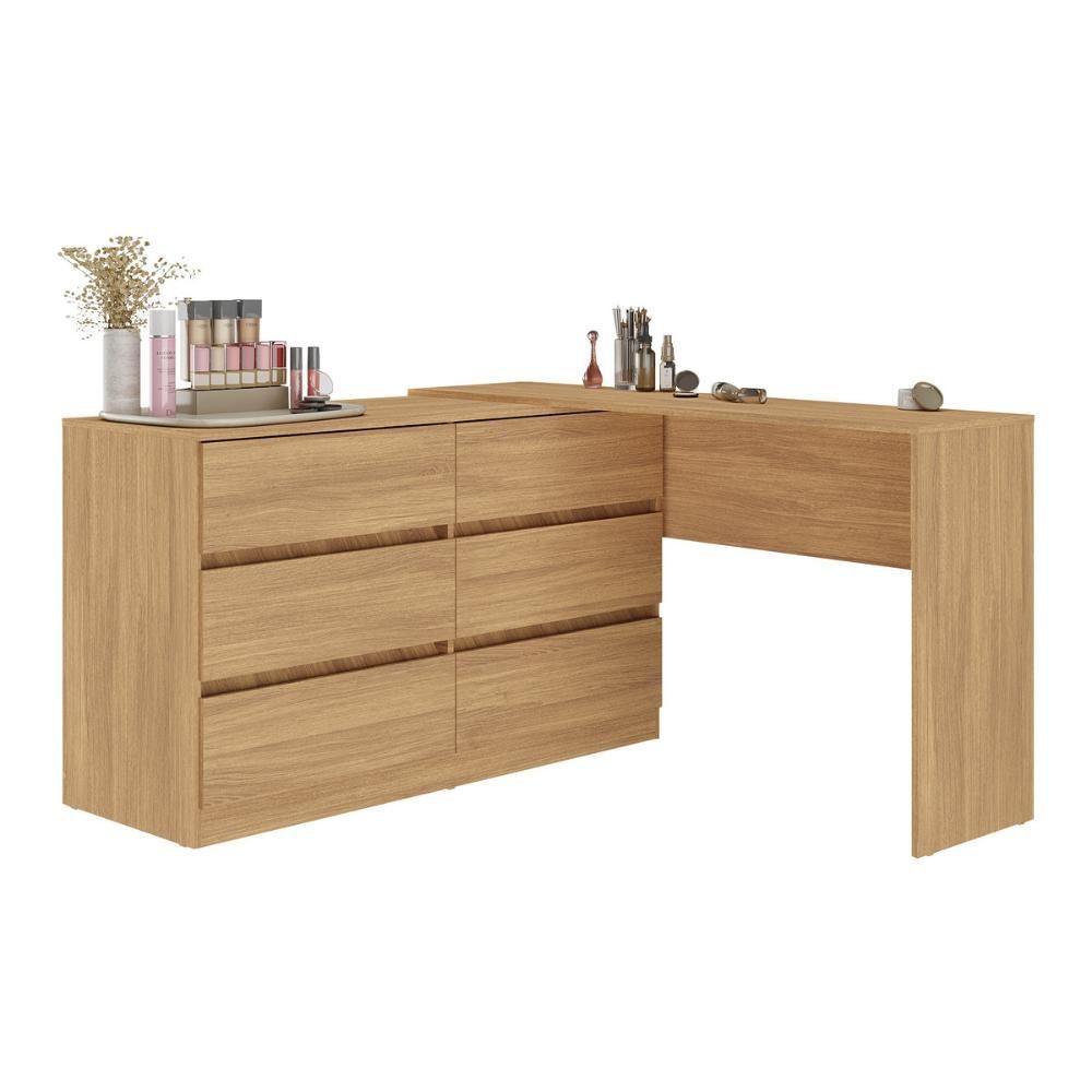 Penteadeira De Canto 120cm 6 Gavetas Flex Multimóveis Mp4404 Madeirado - 2