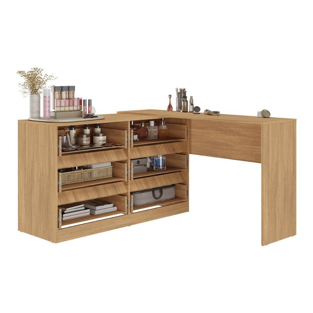 Penteadeira De Canto 120cm 6 Gavetas Flex Multimóveis Mp4404 Madeirado - 5