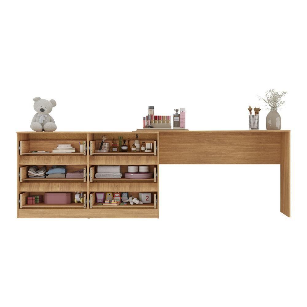 Penteadeira Infantil 231,5cm Com 6 Gavetas Flex Multimóveis Mp4403 Madeirado - 5