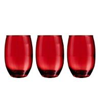 Kit 3 Copos Vermelho Jogo Vidro 475ml Bebidas Agua Suco Drink Casa Bar Restaurante Conjunto Luxo