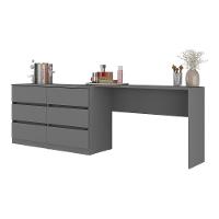 Penteadeira Infantil 231,5cm Com 6 Gavetas Flex Multimóveis Mp4403 Grafite - 2