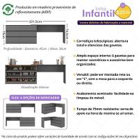 Penteadeira Infantil 231,5cm Com 6 Gavetas Flex Multimóveis Mp4403 Grafite - 3