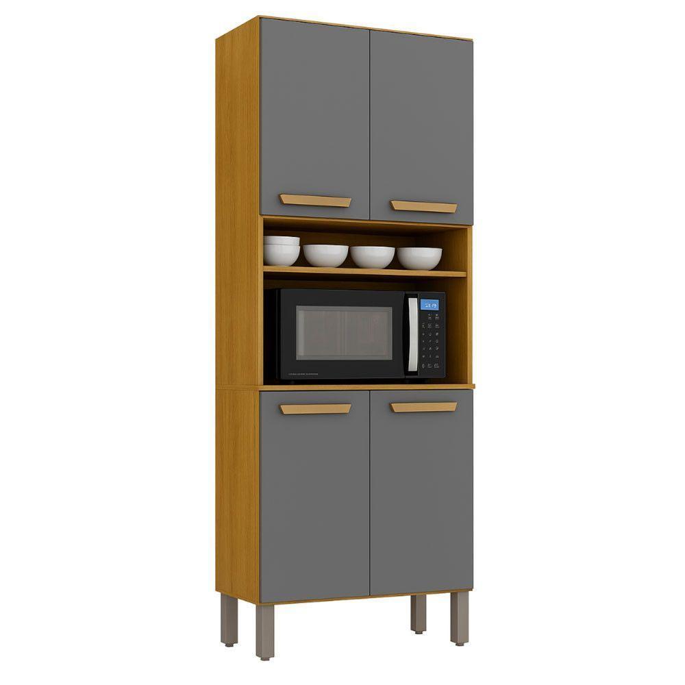 Armário Cozinha Athenas 4 Portas Espaçoso Mobilihouse Cinamomo/cinza Acetinado - 2