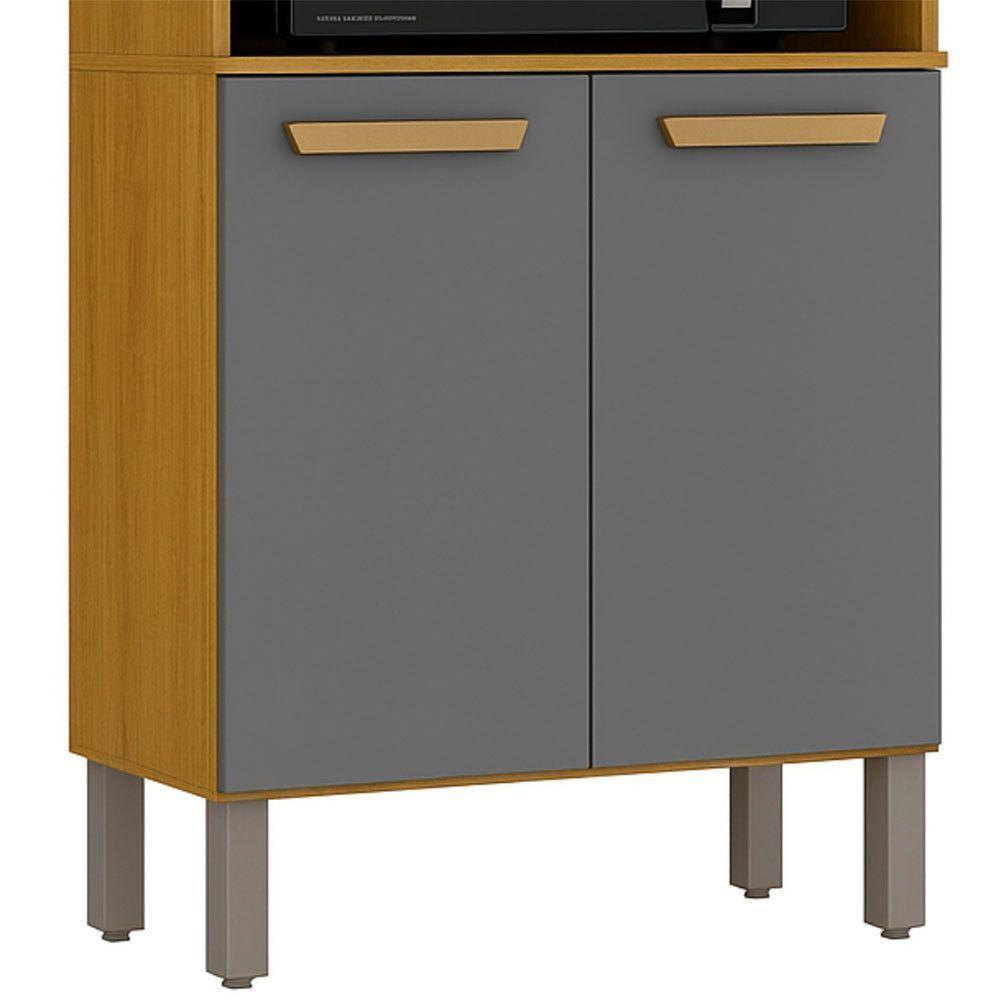 Armário Cozinha Athenas 4 Portas Espaçoso Mobilihouse Cinamomo/cinza Acetinado - 6