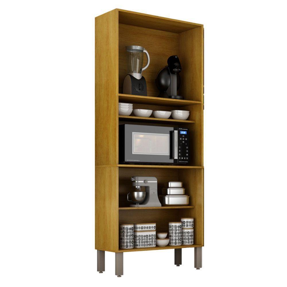 Armário Cozinha Athenas 4 Portas Espaçoso Mobilihouse Cinamomo/cinza Acetinado - 7