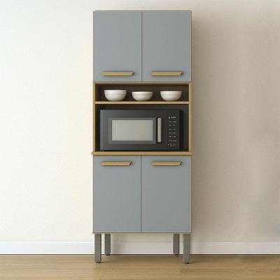 Armário Cozinha Athenas 4 Portas Espaçoso Mobilihouse Cinamomo/cinza Acetinado