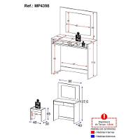Penteadeira Infantil 90cm Com Banqueta Espelho Led 2 Gavetas Multimóveis Mp4398 Branco