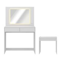 Penteadeira Infantil 90cm Com Banqueta Espelho Led 2 Gavetas Multimóveis Mp4398 Branco - 6