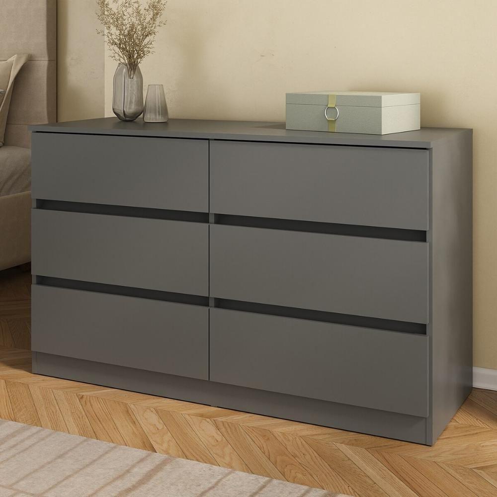 Cômoda Com 6 Gavetas 120cm Multimóveis Mp4396 Grafite - 1