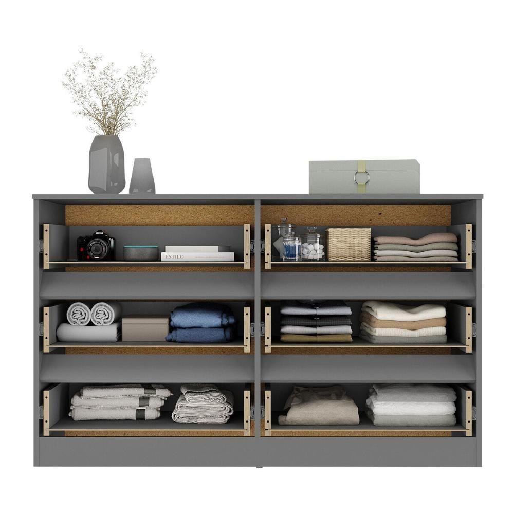 Cômoda Com 6 Gavetas 120cm Multimóveis Mp4396 Grafite - 5