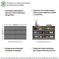 Cômoda Com 6 Gavetas 120cm Multimóveis Mp4396 Grafite - 7