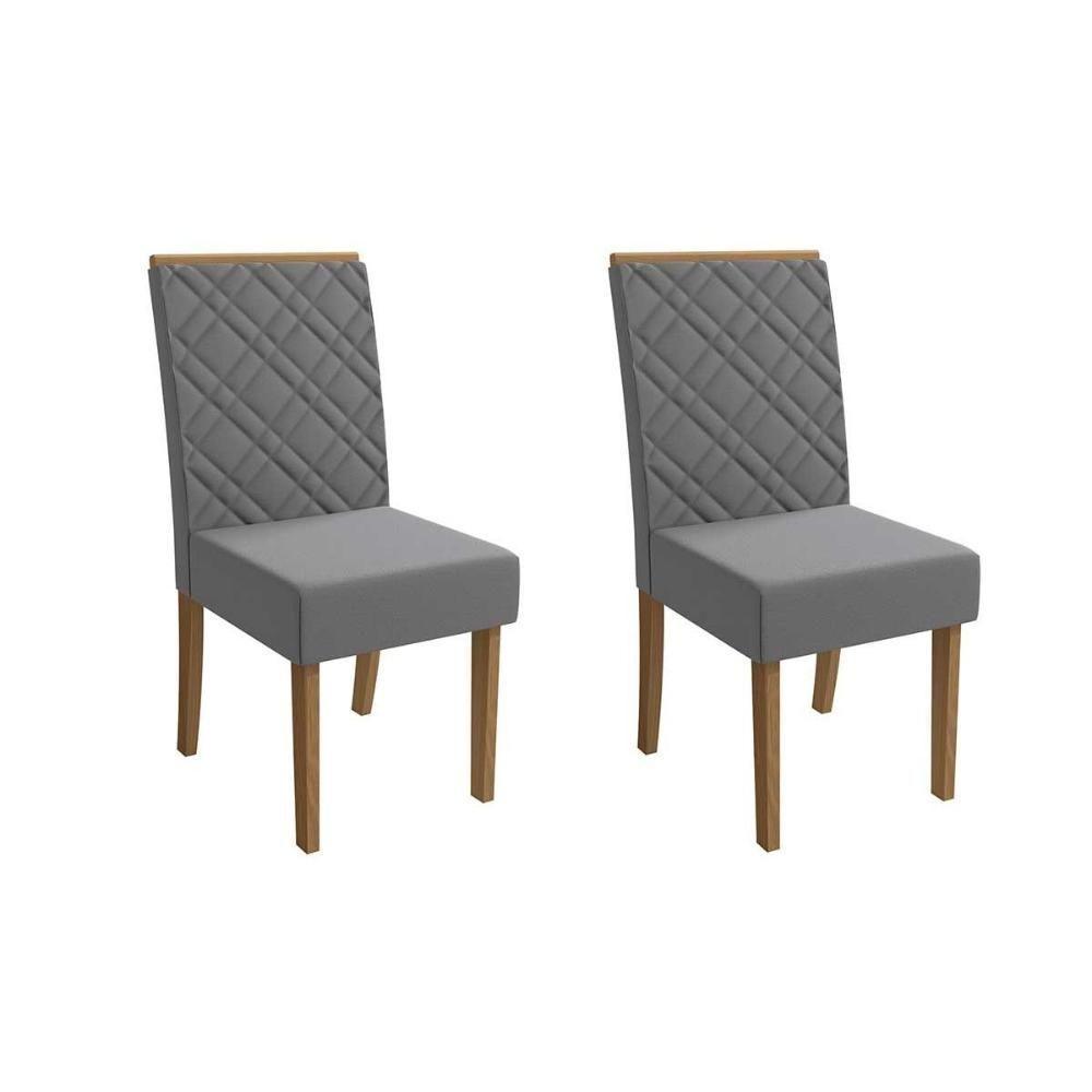 Kit 2 Cadeiras Sala Jantar Gardênia 2cad149 Madeirado 2 Un Canela-boucle Cinza - Kappesberg - 2