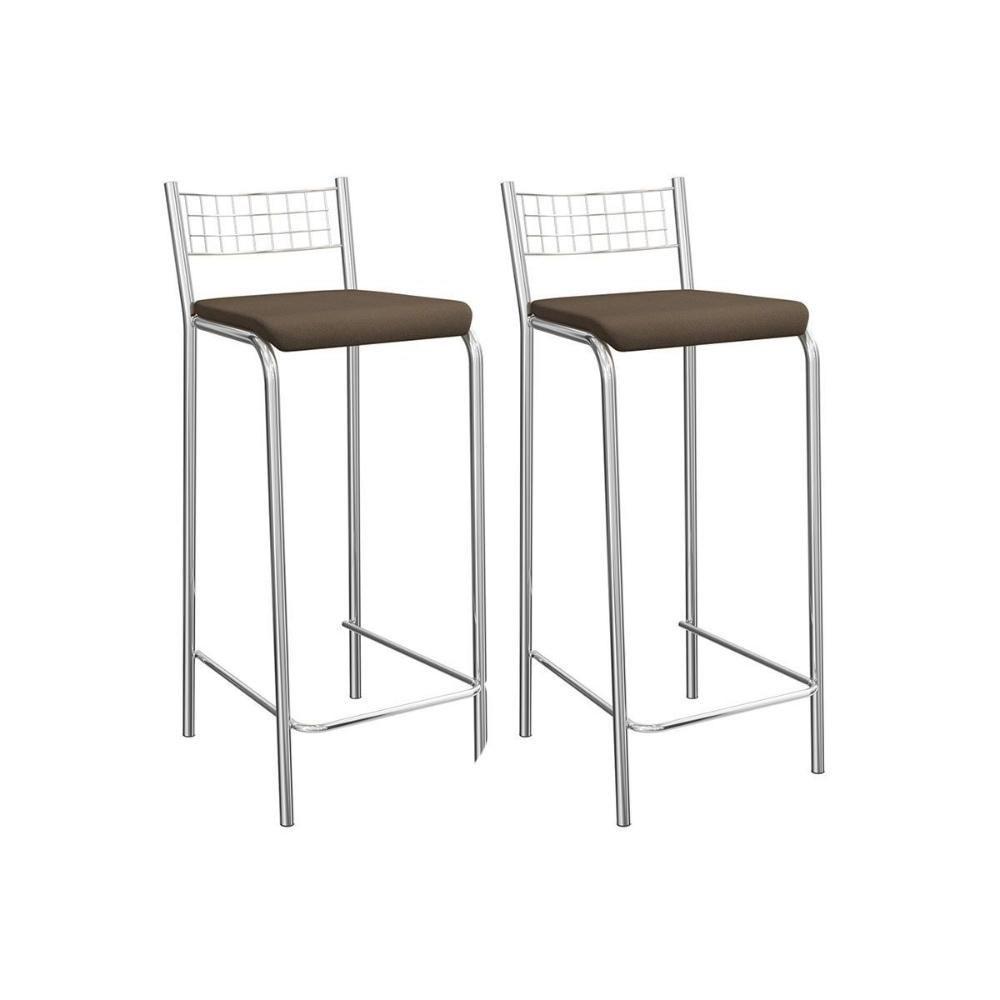 Kit 2 Banquetas Sala Jantar Gênova 2b705cr Aço 2 Un Cromado-suede Cappuccino - Kappesberg - 1