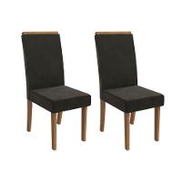 Cadeira De Cozinha íris 2cad142 Madeirado Kit 2 Un Canela-suede Grafite - Kappesberg - 1