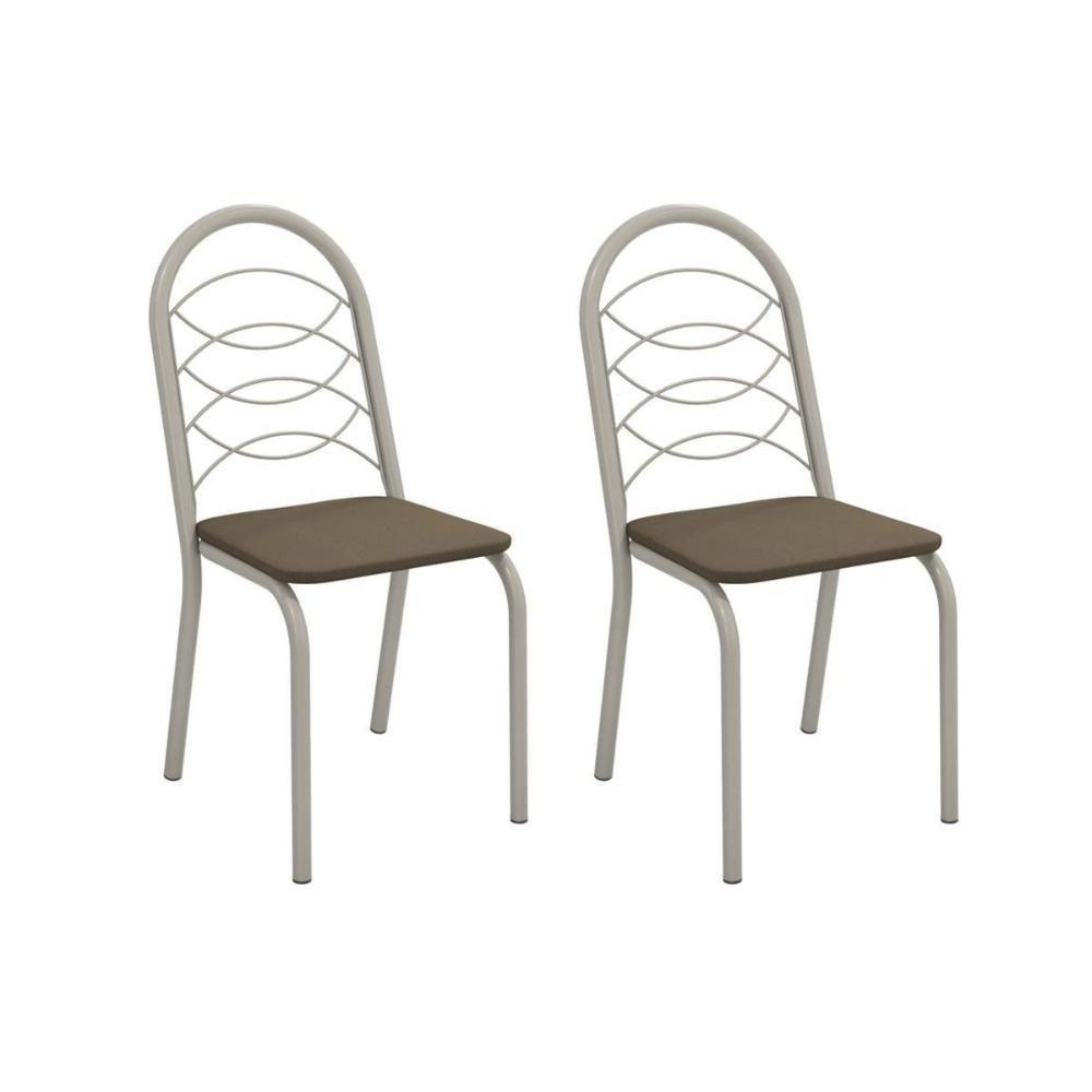 Kit 2 Cadeiras Sala Jantar Holanda 2c009nk Aço 2 Un Niquel-suede Cappuccino - Kappesberg - 1