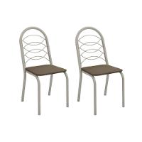 Kit 2 Cadeiras Sala Jantar Holanda 2c009nk Aço 2 Un Niquel-suede Cappuccino - Kappesberg - 1