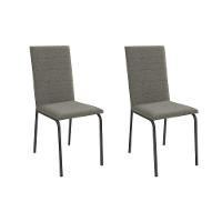 Kit 2 Cadeiras De Cozinha Amsterdã 2c091 Aço 2 Un Preto-linho Escuro - Kappesberg - 1