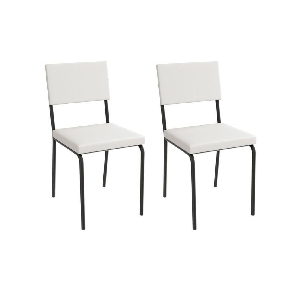 Kit 2 Cadeiras Sala Jantar Zaria 2c128prf Aço 2 Un Preto-ano Branco - Kappesberg - 1