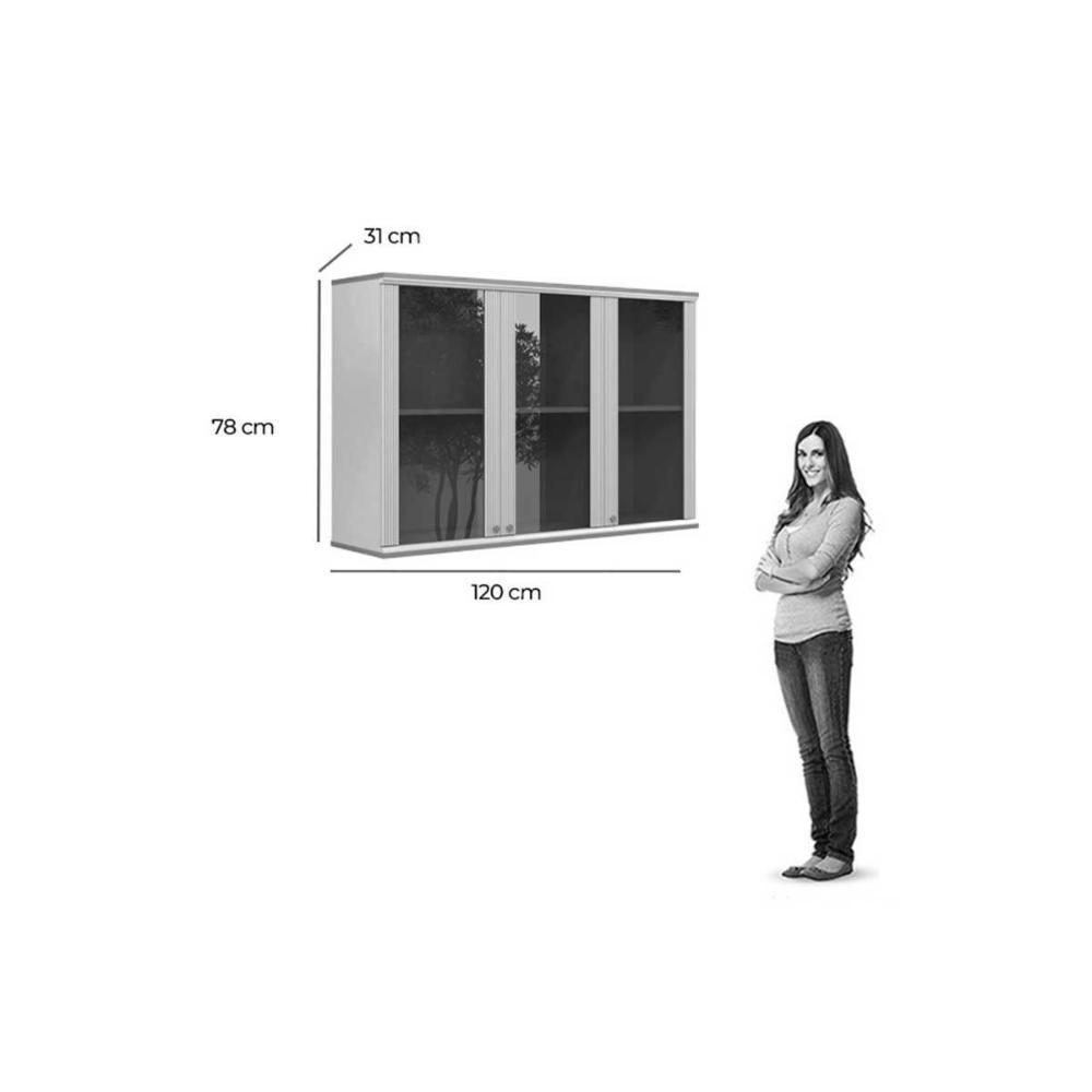 Armário De Cozinha Modulado Atena C- 3 Portas Reflecta 120cm Jequitiba-off White Fosco - Linea Brasil - 3