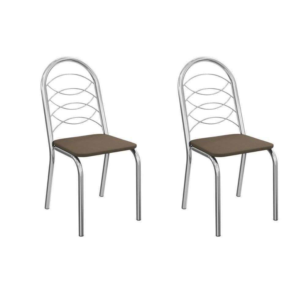 Kit 2 Cadeiras De Cozinha Holanda 2c009cr Aço 2 Un Cromado-suede Cappuccino - Kappesberg - 1