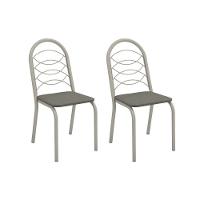 Cadeira De Cozinha Holanda 2c009nk Aço Kit 2 Un Niquel-linho Escuro - Kappesberg - 1