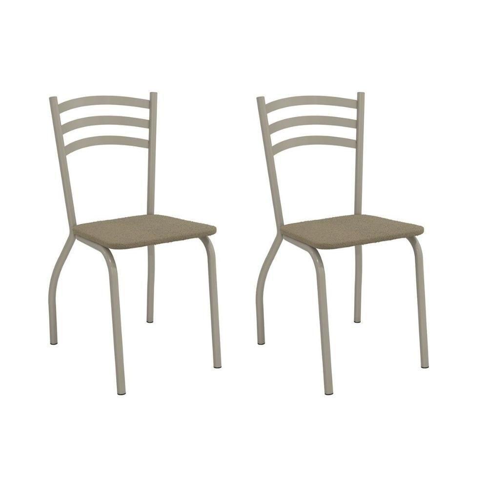 Kit 2 Cadeiras De Cozinha Portugal 2c007nk Aço 2 Un Niquel-boucle Bege Fendi - Kappesberg - 1