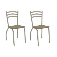 Kit 2 Cadeiras De Cozinha Portugal 2c007nk Aço 2 Un Niquel-boucle Bege Fendi - Kappesberg - 1