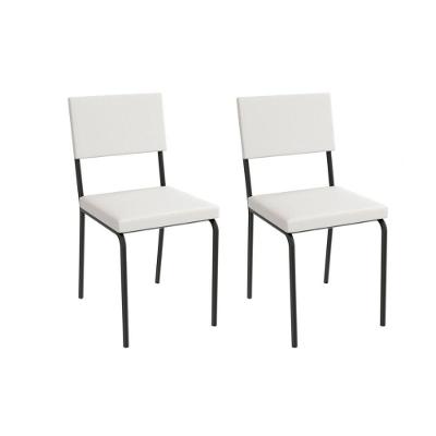 Cadeira De Cozinha Zaria 2c128prf Aço Kit 2 Un Preto-ano Branco - Kappesberg