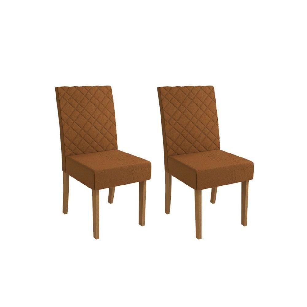 Cadeira De Cozinha Verbena 2cad133 Madeirado Kit 2 Un Canela-boucle Terracota - Kappesberg - 1