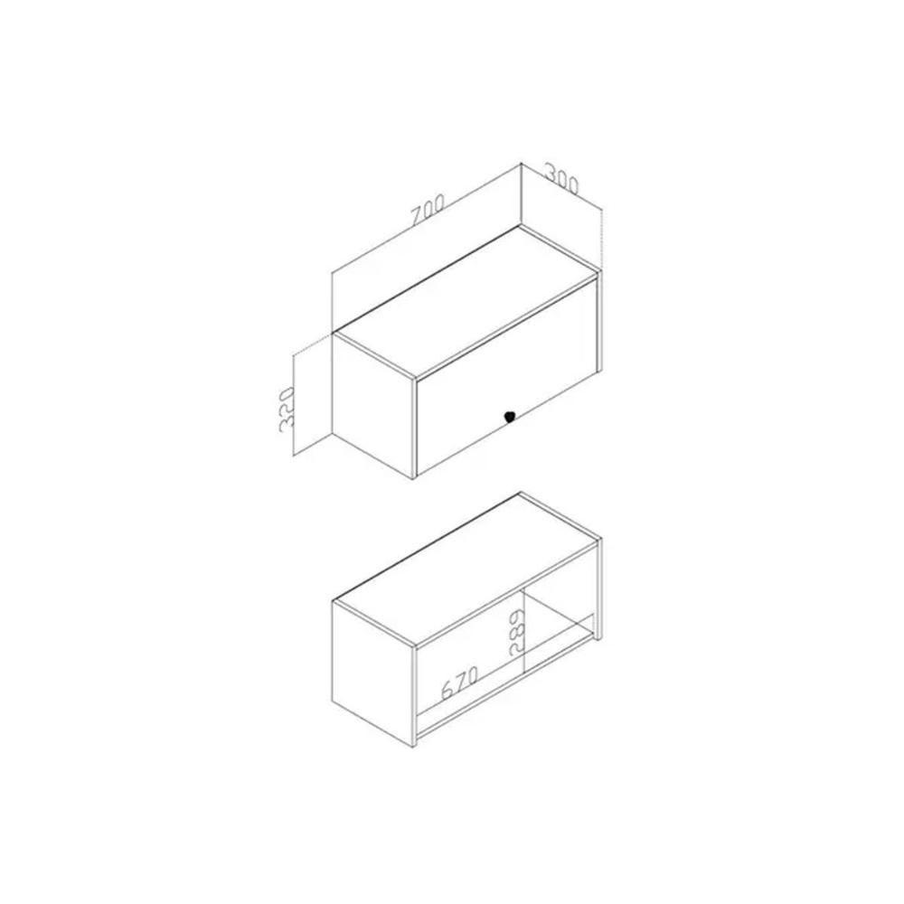 Armário Aéreo Cozinha Modulado Torino C- 1 Porta Basculante 70cm Mel-petroleo - Movelbento - 2