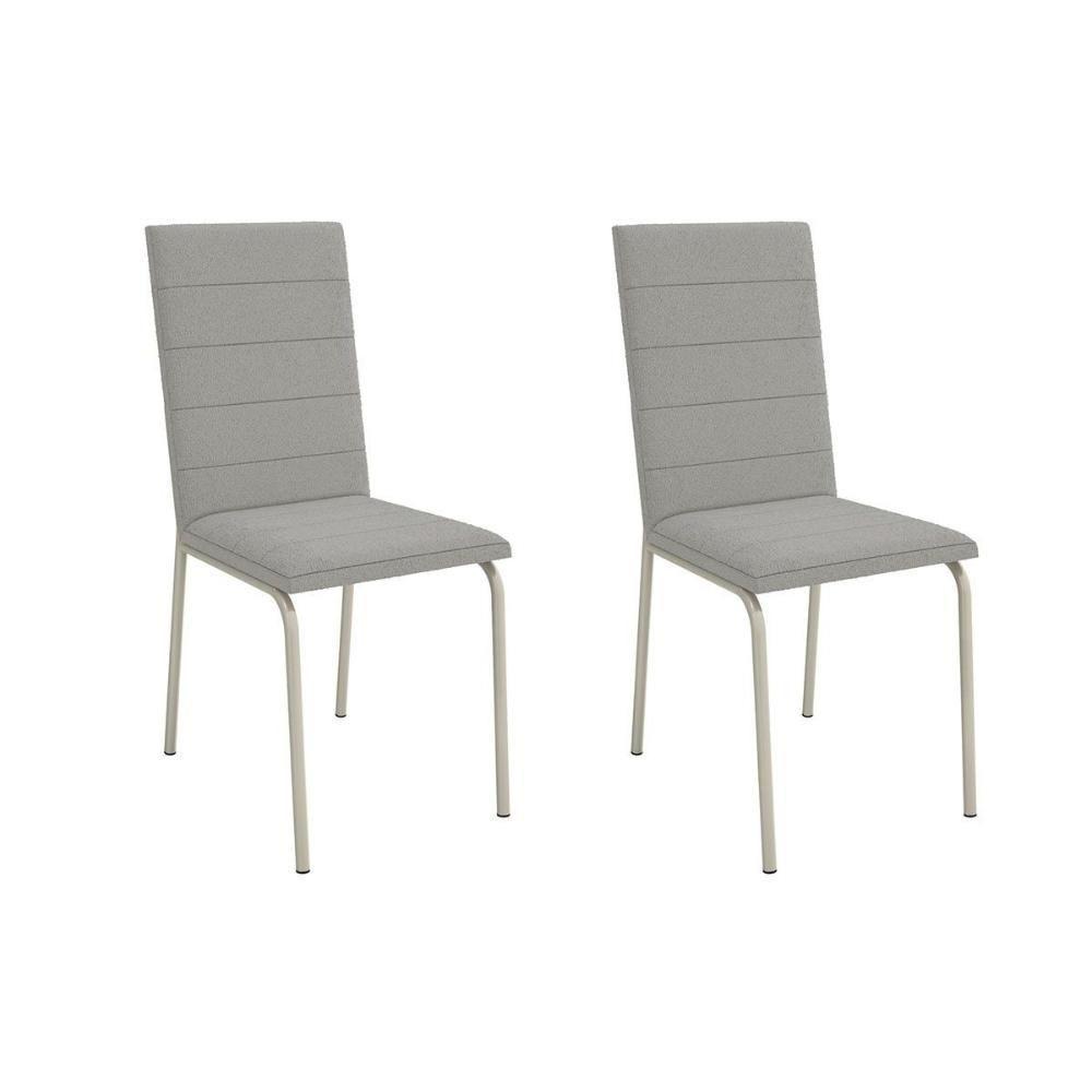 Kit 2 Cadeiras De Cozinha Amsterdã 2c091 Aço 2 Un Niquel-boucle Cinza - Kappesberg - 1