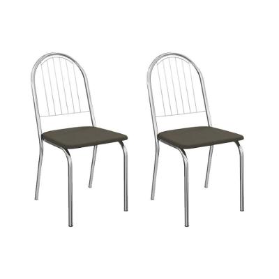 Kit 2 Cadeiras De Cozinha Noruega 2c077cr Aço 2 Un Cromado-suede Escuro - Kappesberg