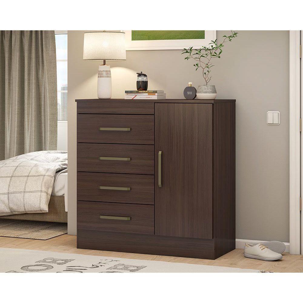 Cômoda Casal Montevideu C- 1 Porta E 4 Gavetas Cafe Touch - Demóbile - 1