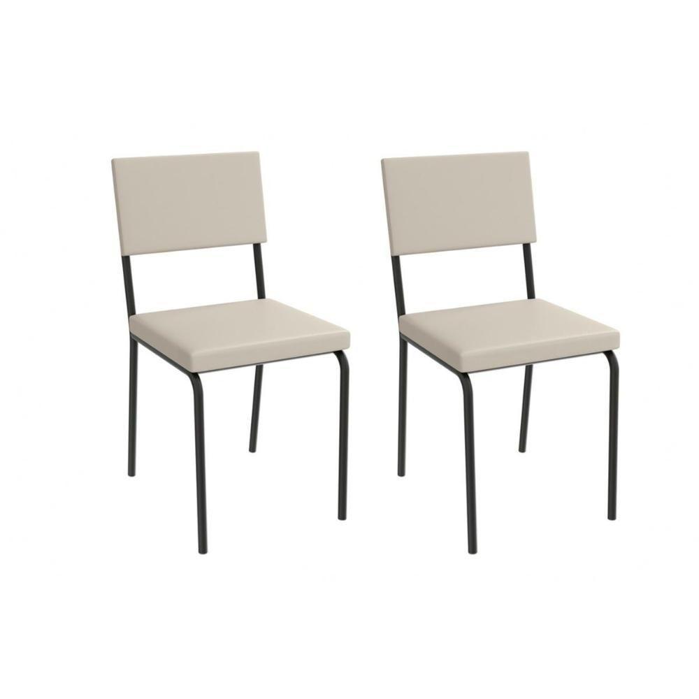 Cadeira De Cozinha Zaria 2c128prf Aço Kit 2 Un Preto-ano Bege - Kappesberg - 1