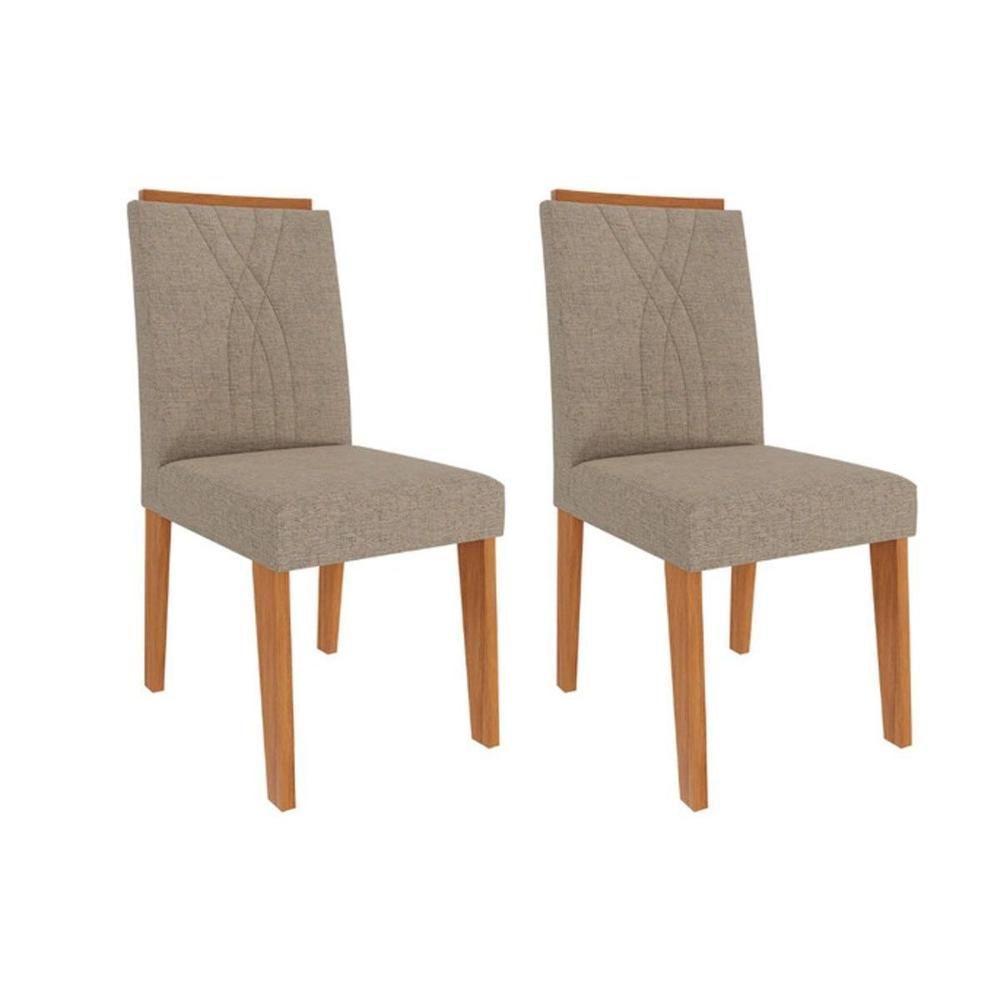 Kit 2 Cadeiras Sala Jantar Nicole 2 Un Cinamomo-linho Bege - Cimol - 1