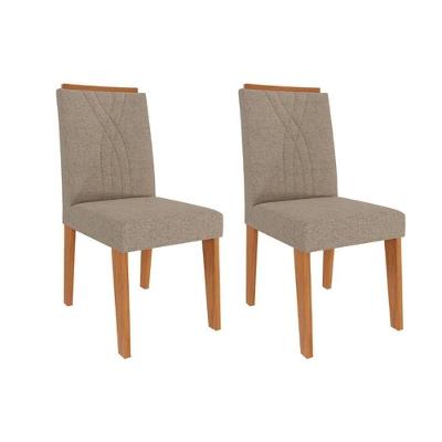 Kit 2 Cadeiras Sala Jantar Nicole 2 Un Cinamomo-linho Bege - Cimol