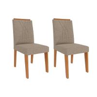 Kit 2 Cadeiras Sala Jantar Nicole 2 Un Cinamomo-linho Bege - Cimol - 1