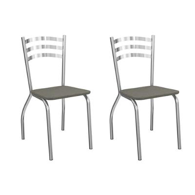 Kit 2 Cadeiras De Cozinha Portugal 2c007cr Aço 2 Un Cromado-linho Escuro - Kappesberg