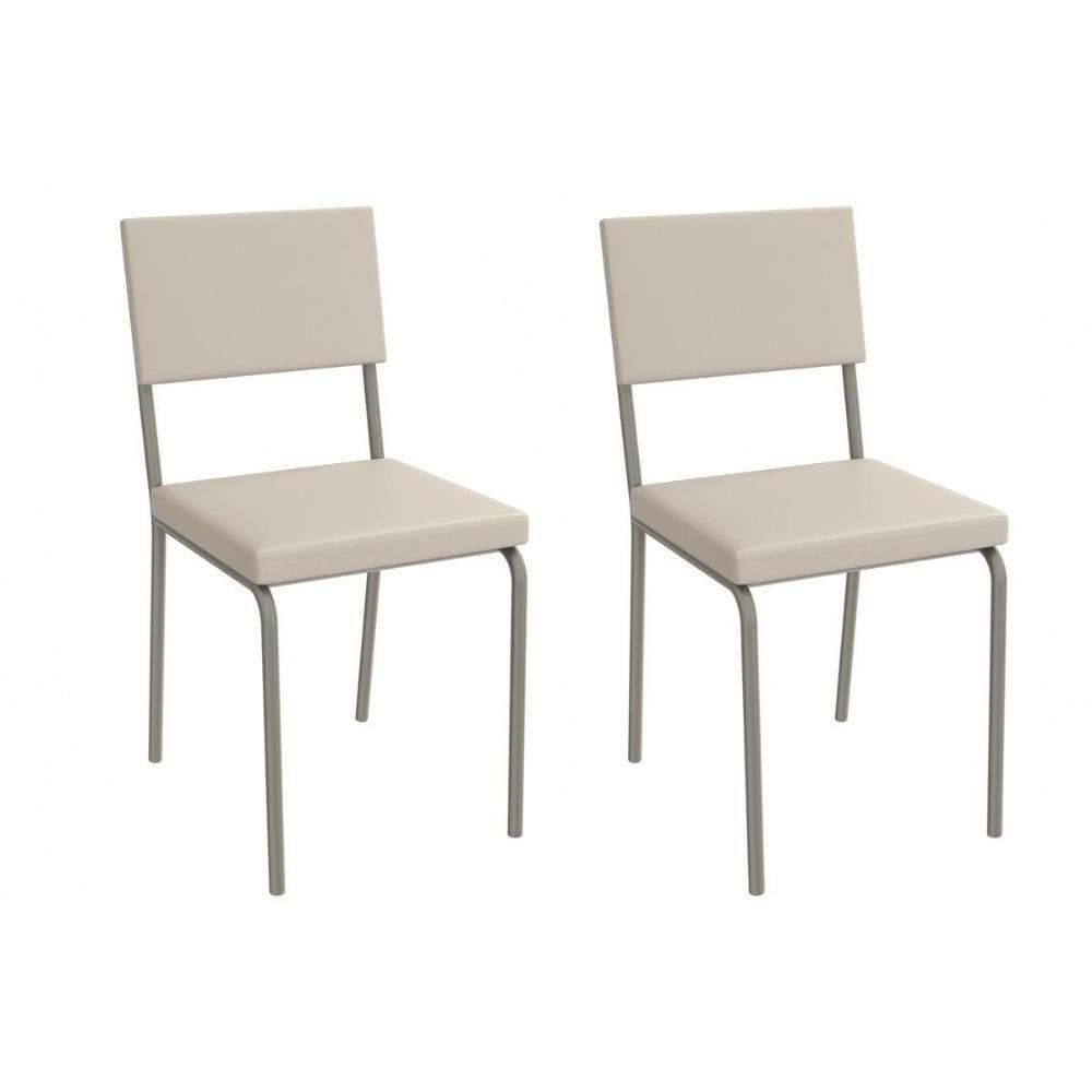 Kit 2 Cadeiras De Cozinha Zaria 2c128nk Aço 2 Un Niquel-ano Bege - Kappesberg - 1