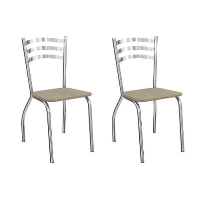 Kit 2 Cadeiras Sala Jantar Portugal 2c007cr Aço 2 Un Cromado-linho Bege Fendi - Kappesberg