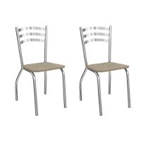 Kit 2 Cadeiras Sala Jantar Portugal 2c007cr Aço 2 Un Cromado-linho Bege Fendi - Kappesberg - 1