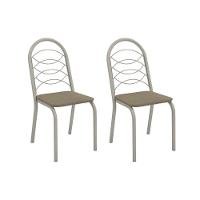 Kit 2 Cadeiras Sala Jantar Holanda 2c009nk Aço 2 Un Niquel-boucle Bege Fendi - Kappesberg - 1