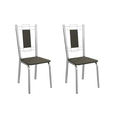 Kit 2 Cadeiras Sala Jantar Florença 2c005cr Aço 2 Un Cromado-suede Escuro - Kappesberg