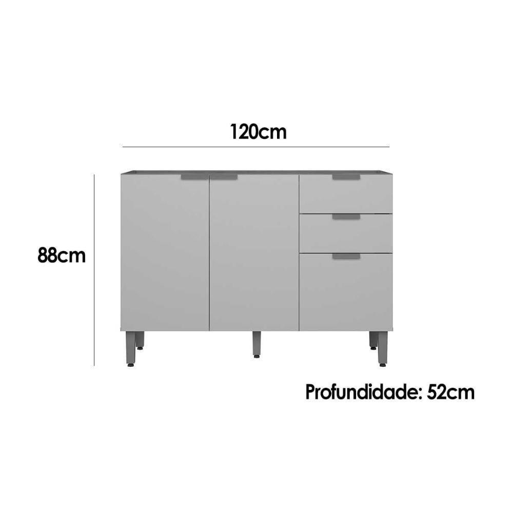 Gabinete De Cozinha Modulado Selena C- 3 Porta E 2 Gavetas S- Tampo 120cm Jequitiba-off White Fosco - Linea Brasil - 2