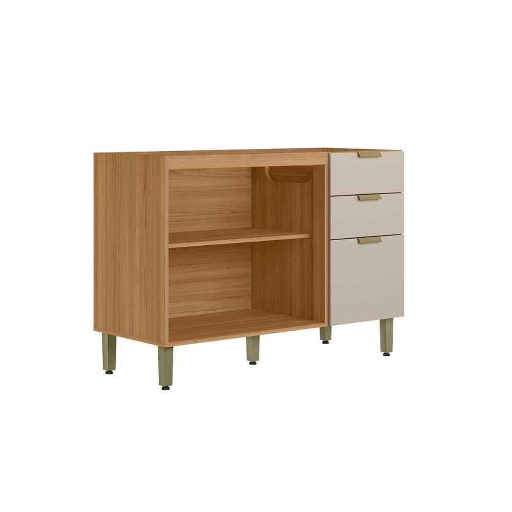 Gabinete De Cozinha Modulado Selena C- 3 Porta E 2 Gavetas S- Tampo 120cm Jequitiba-off White Fosco - Linea Brasil - 3