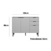 Gabinete De Cozinha Modulado Selena C- 3 Porta E 2 Gavetas S- Tampo 120cm Jequitiba-off White Fosco - Linea Brasil - 2