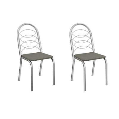 Kit 2 Cadeiras Sala Jantar Holanda 2c009cr Aço 2 Un Cromado-linho Escuro - Kappesberg