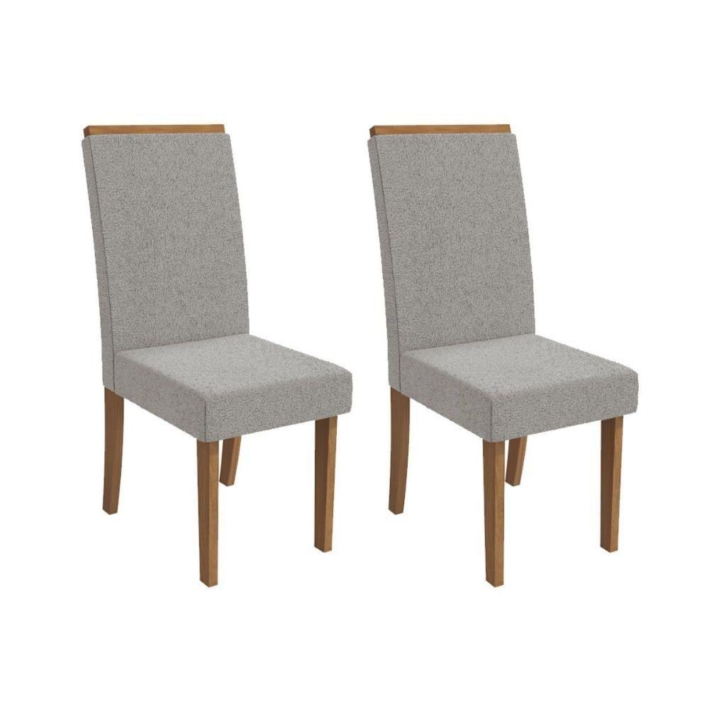 Cadeira De Cozinha íris 2cad142 Madeirado Kit 2 Un Canela-boucle Cinza - Kappesberg - 1