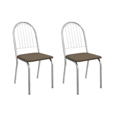 Kit 2 Cadeiras Sala Jantar Noruega 2c077cr Aço 2 Un Cromado-suede Cappuccino - Kappesberg