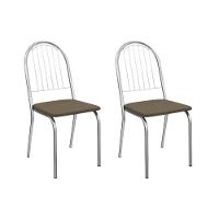 Kit 2 Cadeiras Sala Jantar Noruega 2c077cr Aço 2 Un Cromado-suede Cappuccino - Kappesberg - 1